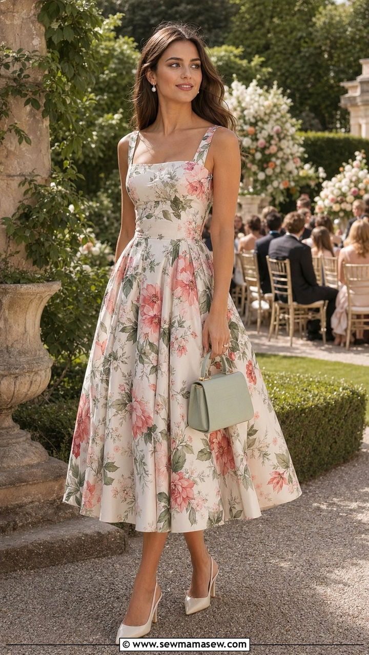 Tea Length Dress with Slingback Heels - 30 What to wear to a summer wedding