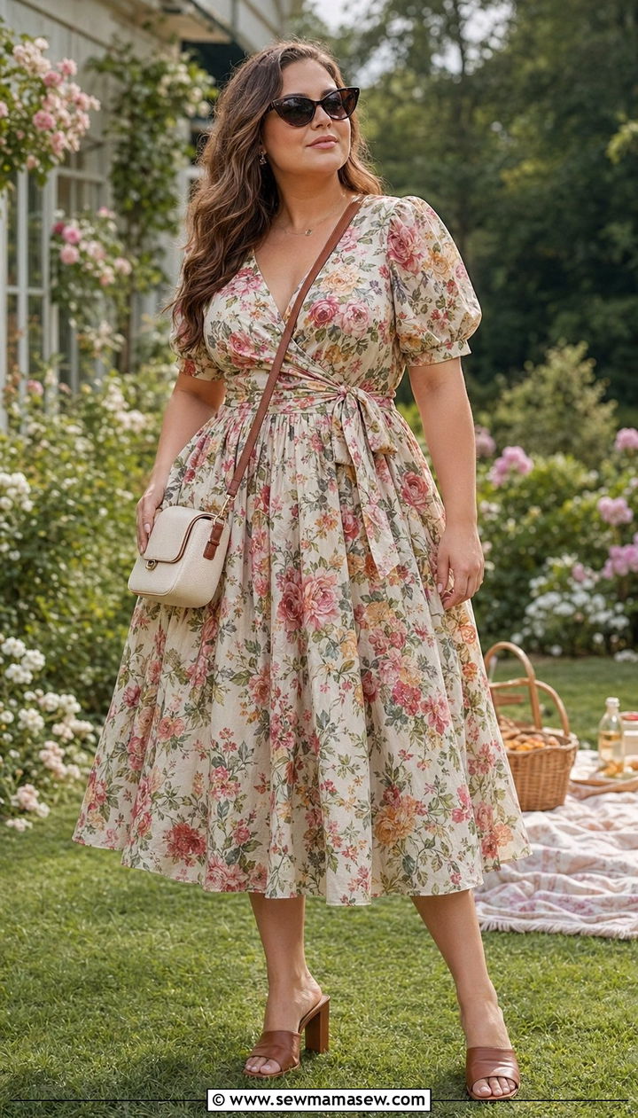 Tea Length Tea Dress With Cat Eye Sunglasses - 30 Best dresses for curvy women