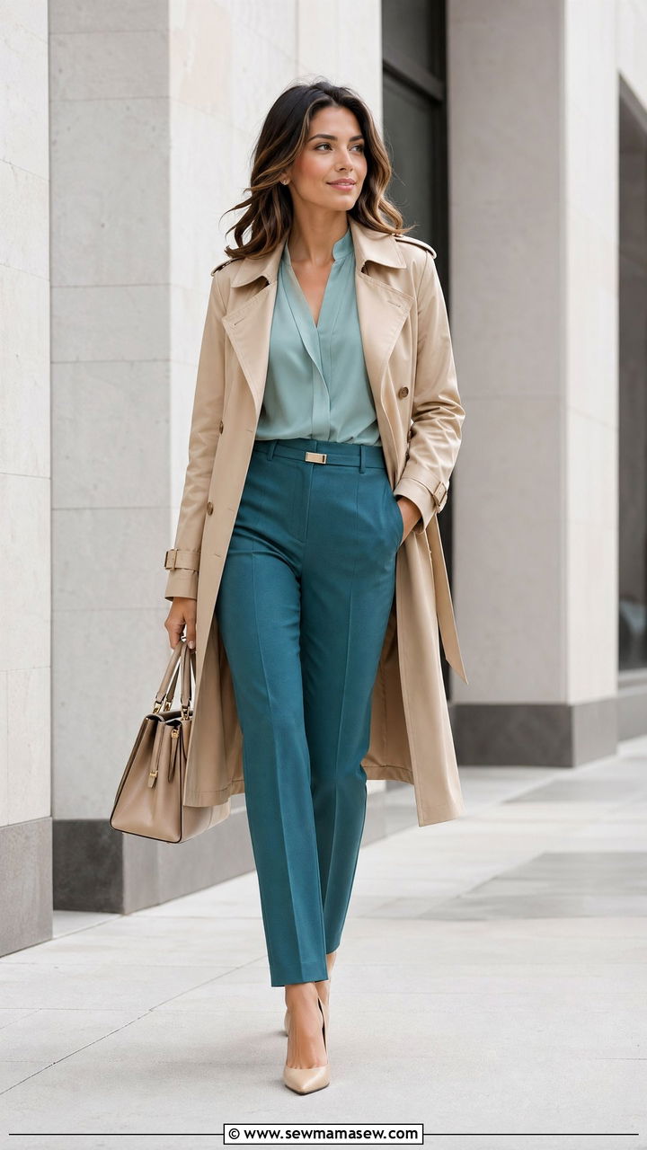 Teal And Beige Monochrome Outfit - 35 Teal outfit ideas