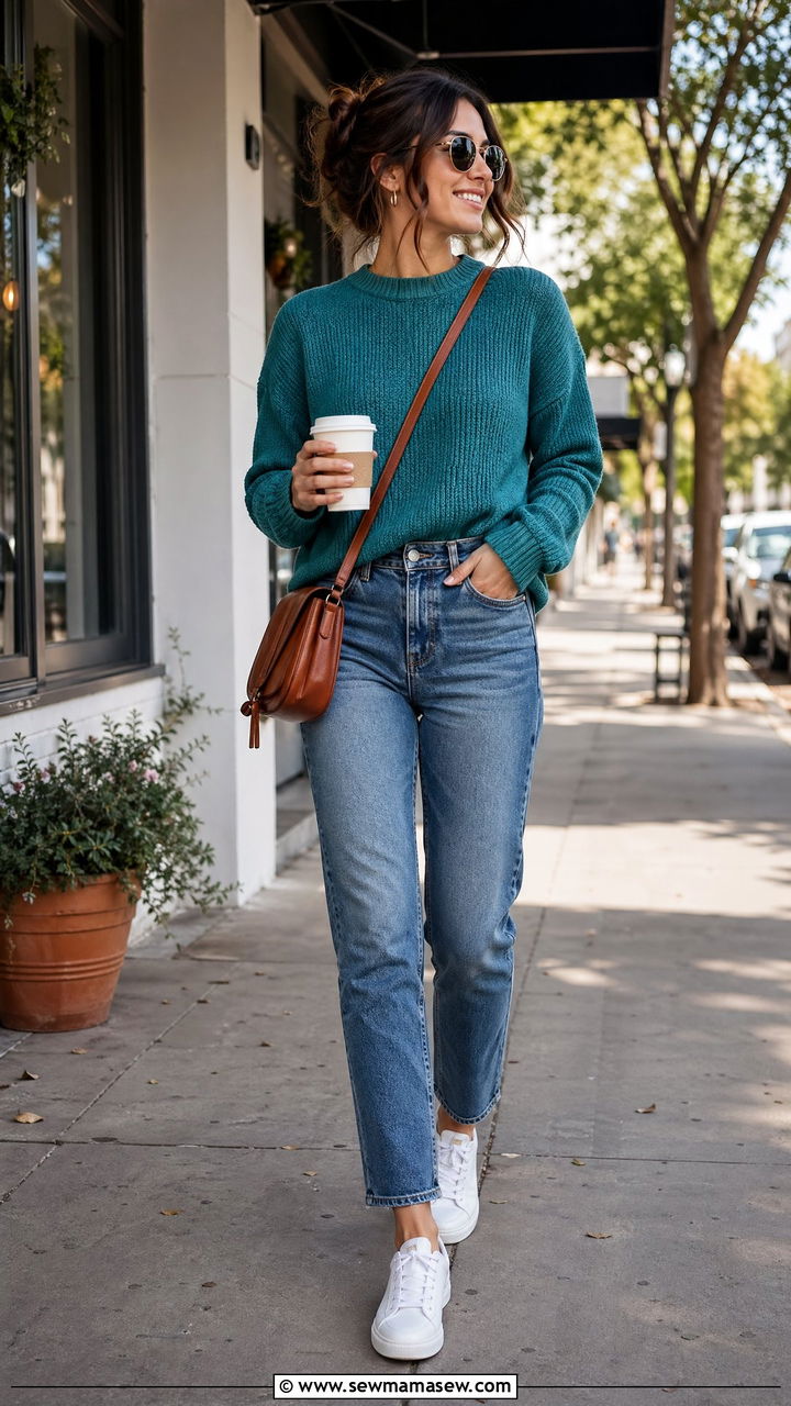 Teal Sweater With Blue Jeans Outfit - 35 Teal outfit ideas