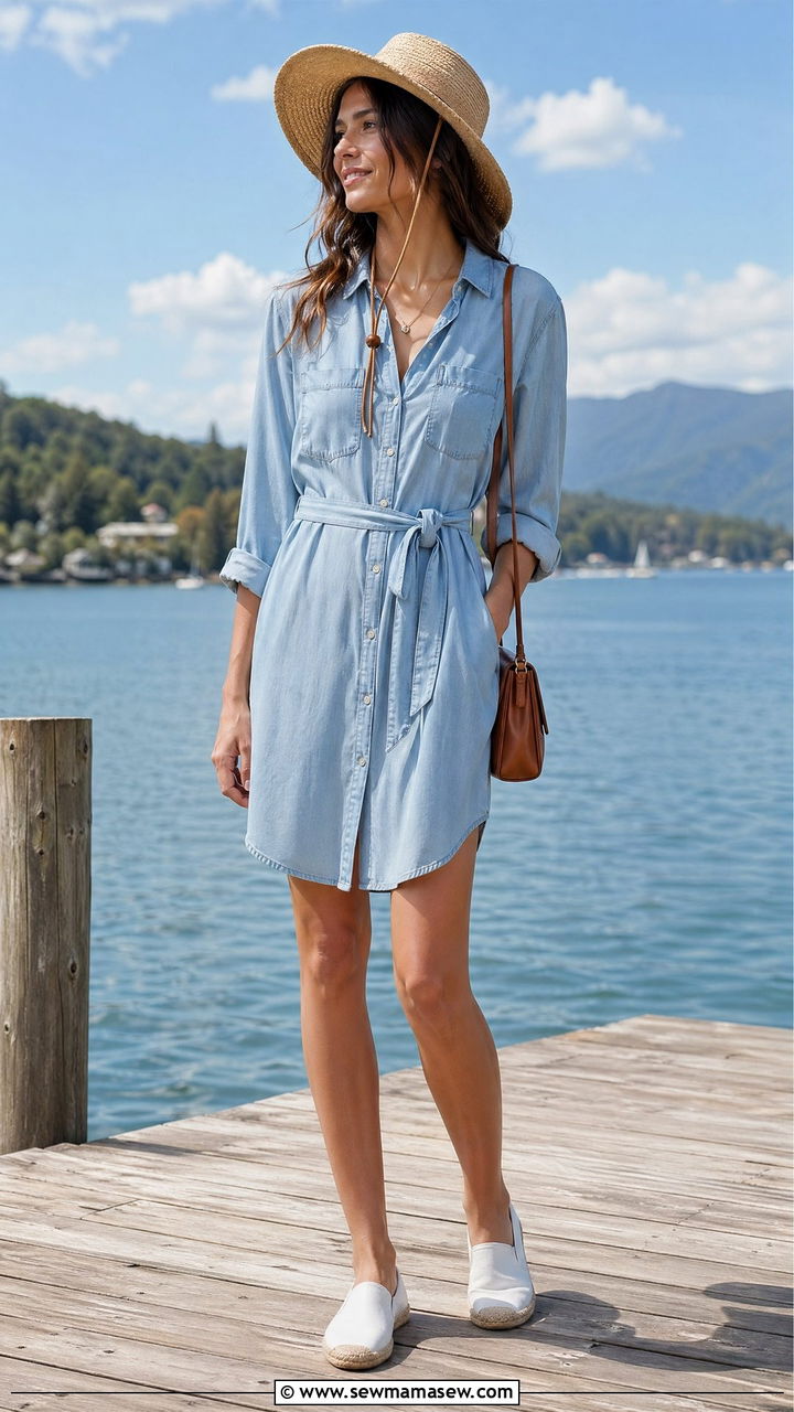 Tencel Denim Shirt Dress Outfit Tall Women - 35 Tall women summer outfit ideas