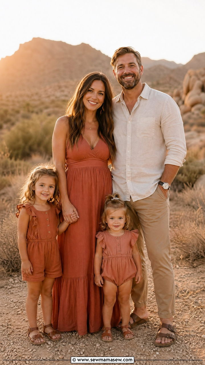 Terracotta Earth Tone Summer Family Photo Outfits - 35 Summer family photo outfits