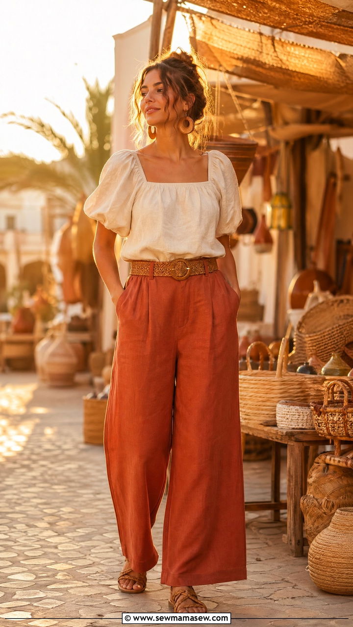 Terracotta Linen Outfit - 35 Summer linen outfits