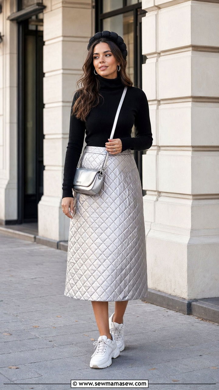 Thermal Turtleneck and Puffer Skirt - 30 40 degree weather outfits