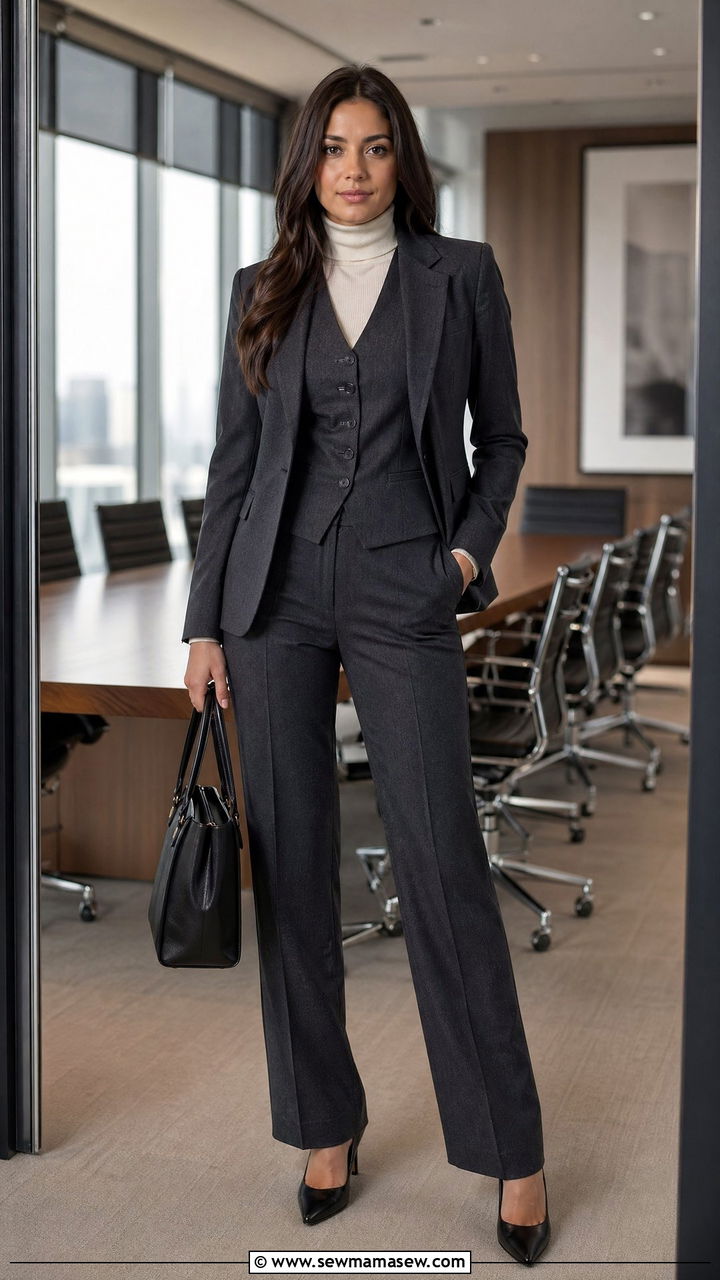 Three Piece Pants Suit - 35 Work outfits for women over 40