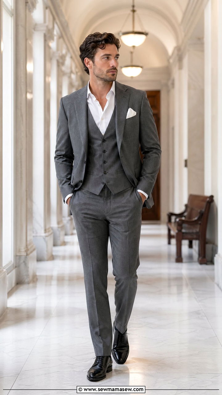 Three Piece Suit Without a Tie - 35 Courthouse wedding guest outfits