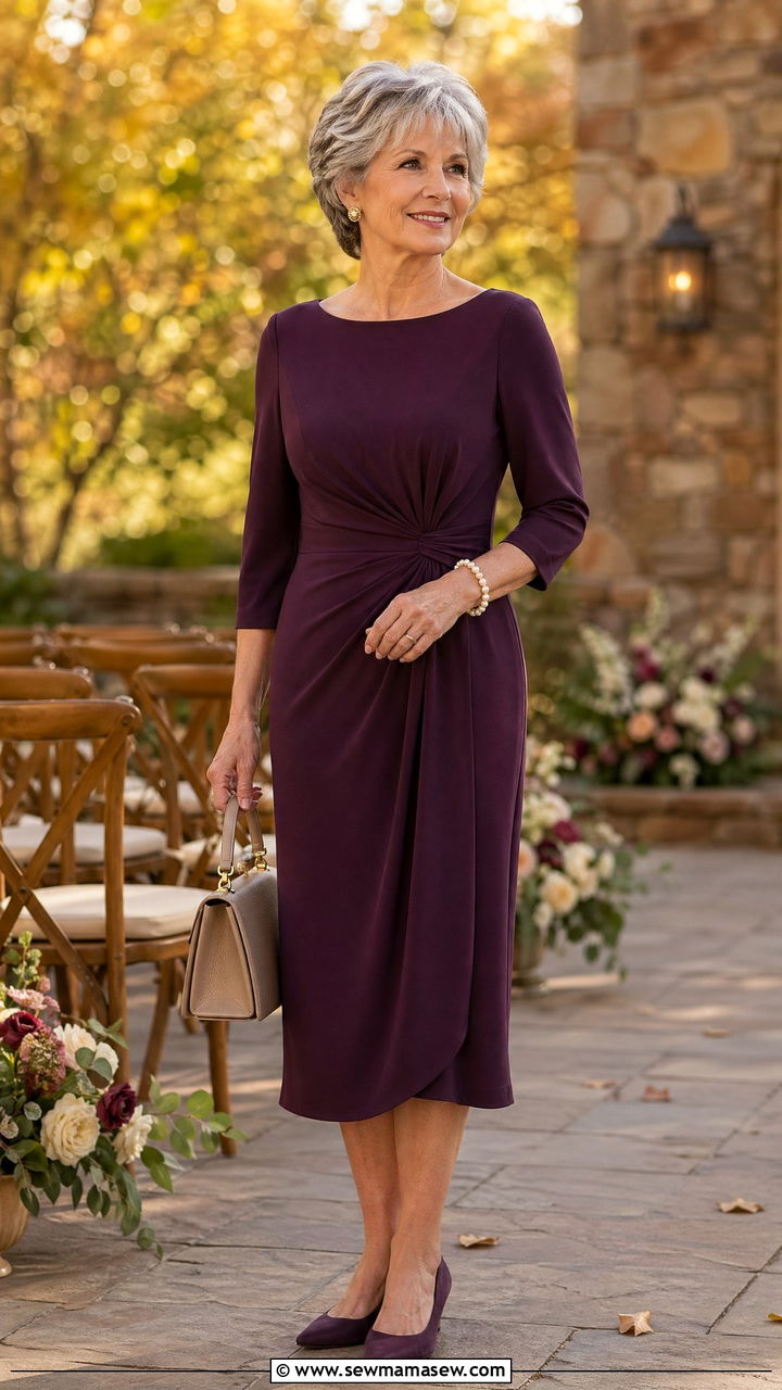 Three quarter sleeve dress for wedding guest over 60 - 35 Wedding guest outfits for women over 60