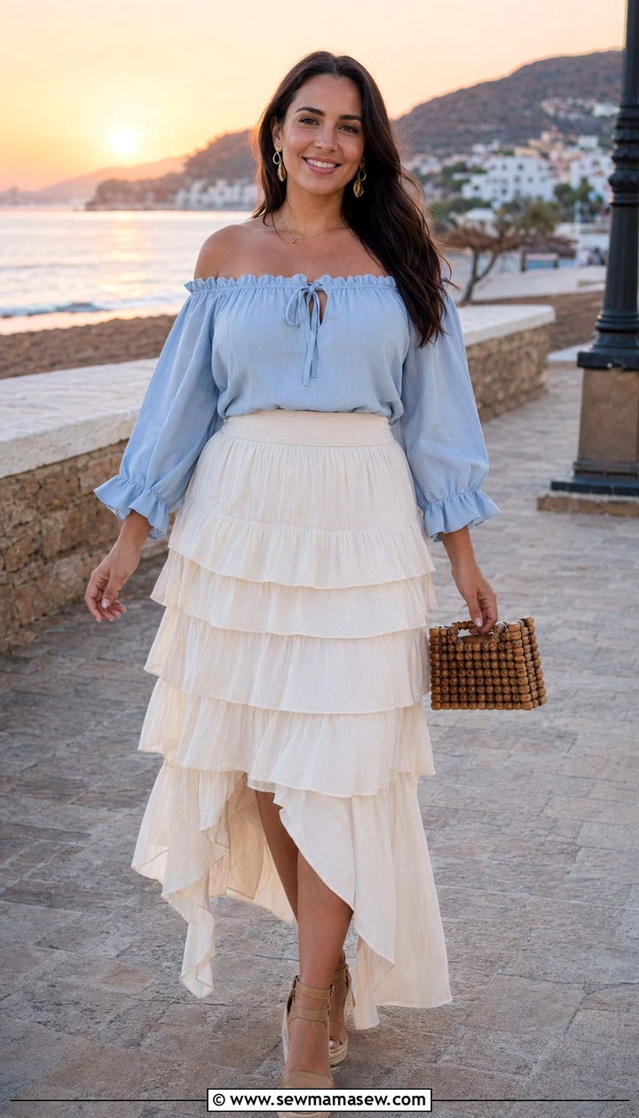 Tiered Maxi Skirt Outfit for Curvy Women - 30 Best skirts for curvy women