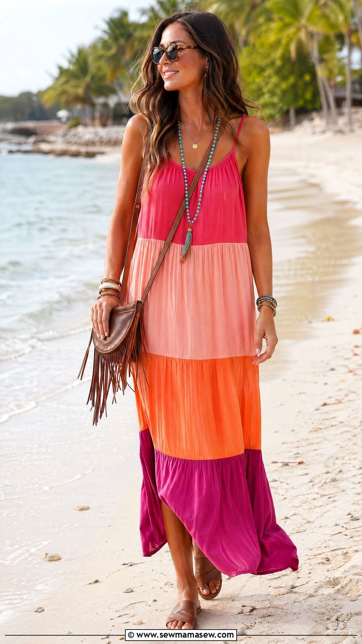 Tiered Maxi Sundress Outfit - 35 Sundress outfit ideas for summer