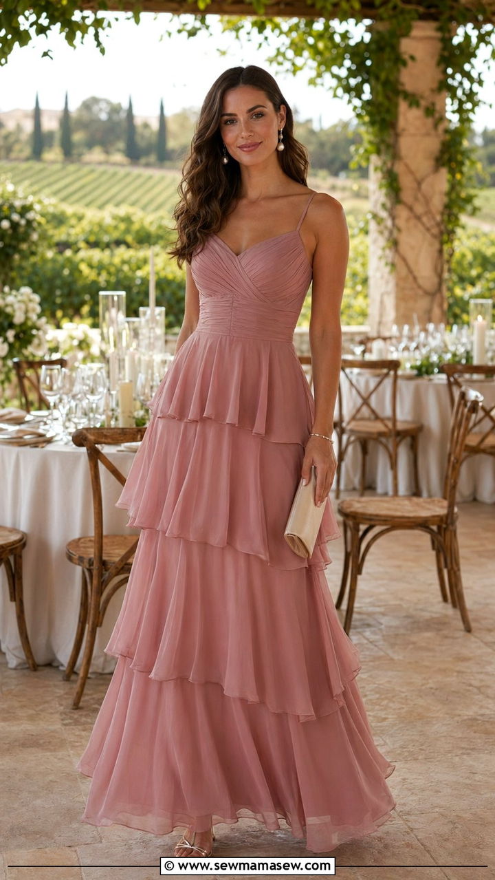 Tiered Ruffle Gown - 30 Black tie wedding guest outfit ideas