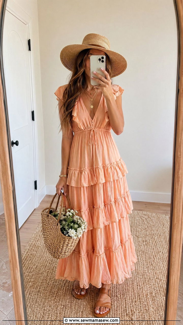 Tiered Ruffle Maxi Dress - 35 spring boho outfits