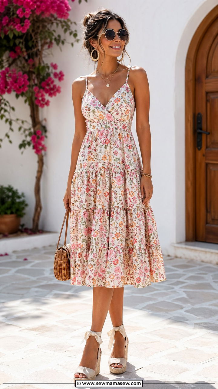 Tiered Sundress And Espadrilles Outfit - 35 Summer outfit templates