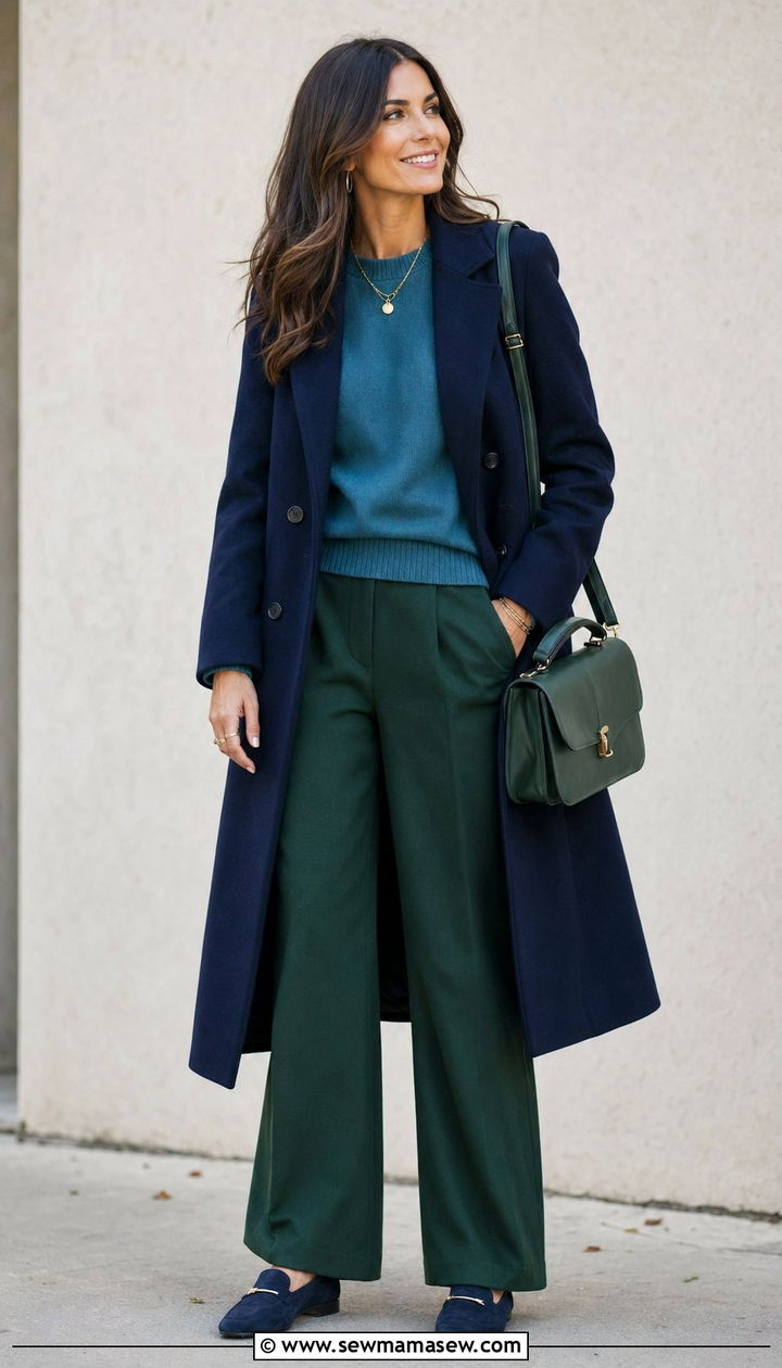 Tonal Blue and Green Layered Look - 30 Blue and green outfit ideas