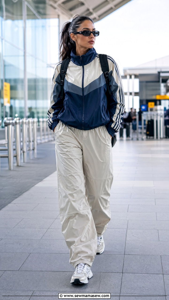 Track Jacket With Parachute Pants - 40 airport outfits
