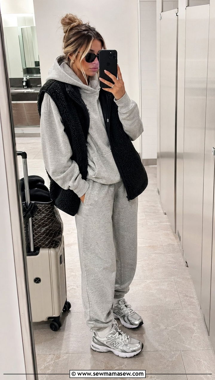 Track Pants with Oversized Hoodie and Chunky Sneakers - 30 90s outfit ideas 2026