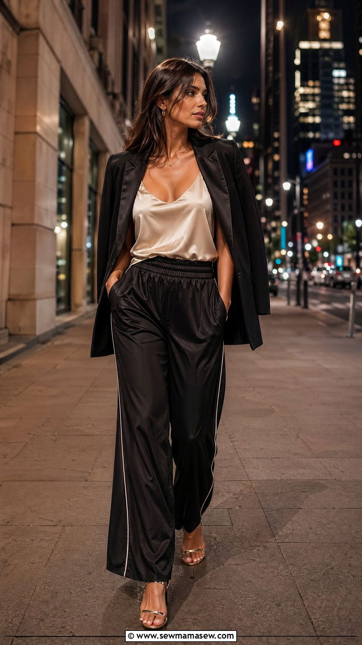 Track pants and strappy heels - 35 sporty chic outfits ideas