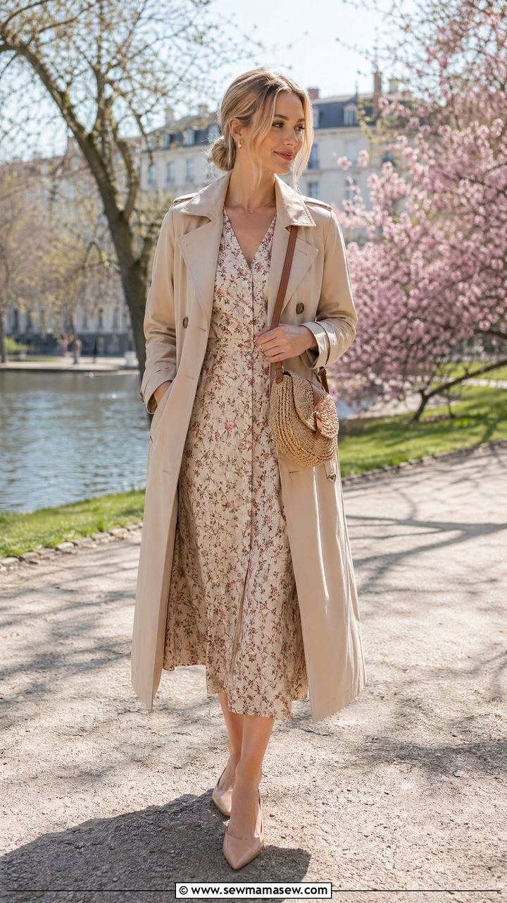 Trench Coat And Midi Dress Copenhagen Outfit - 35 Copenhagen outfits ideas