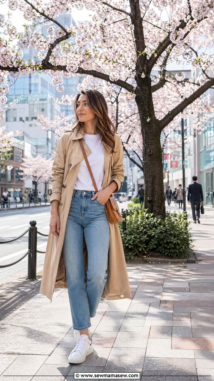 Trench Coat And Straight Jeans Outfit Spring Japan - 35 Spring Japan outfit ideas