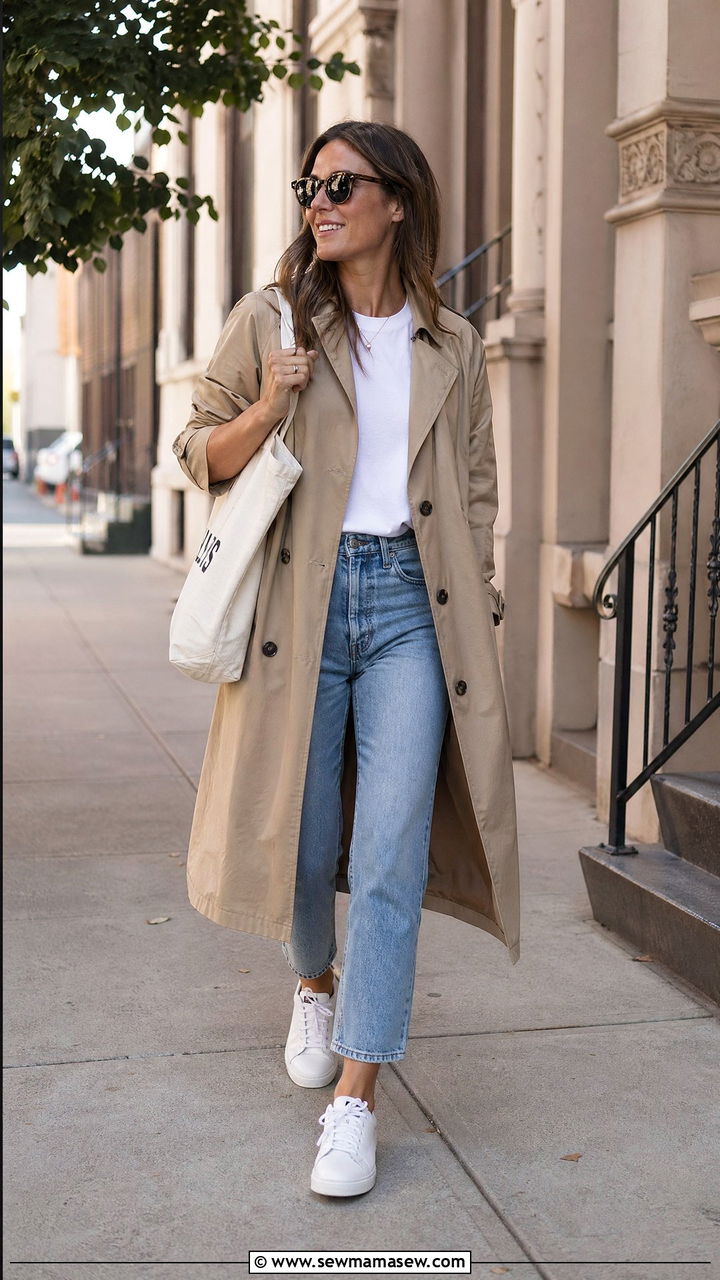 Trench Coat With Cropped Jeans Outfit - 35 Spring outfits for women