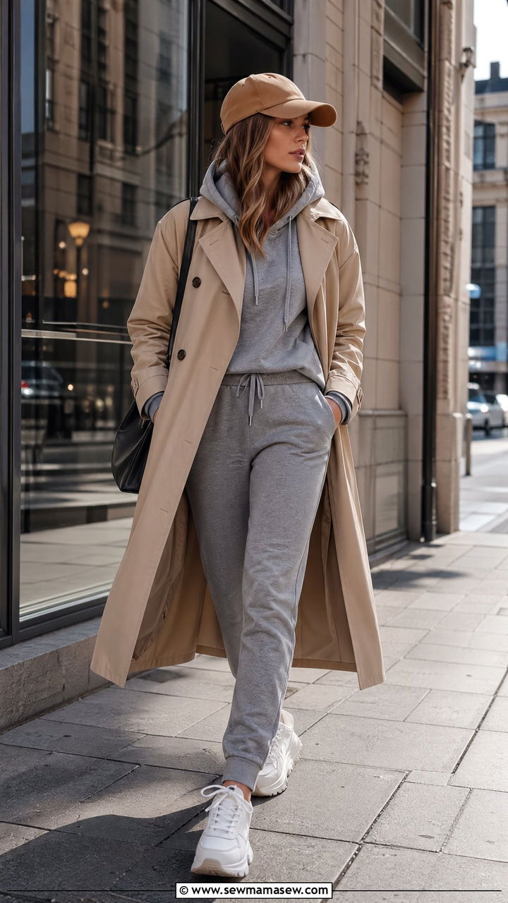 Trench Coat With Hoodie And Joggers - 40 trench coat outfits