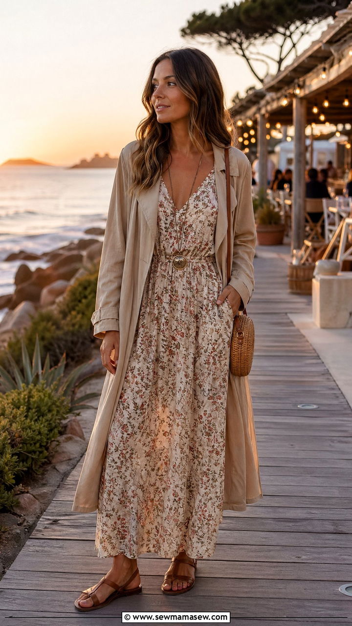 Trench Coat With Maxi Dress - 35 trench coat outfits for women