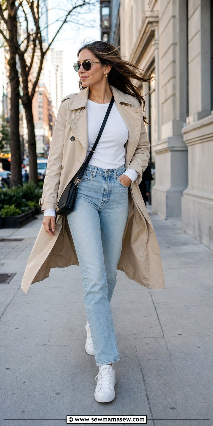 Trench Coat With Straight Leg Jeans - 30 windy day outfits Pinterest