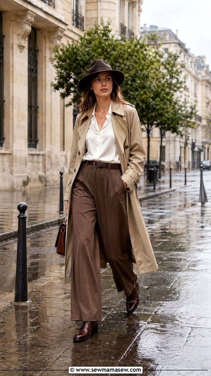 Trench Coat With Trousers - 30 Retro 40s outfit ideas