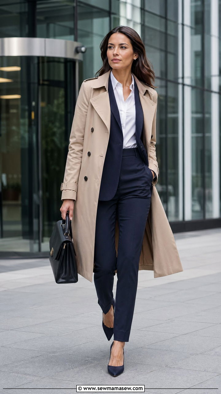 Trench Coat With Two Piece Suit - 35 trench coat outfits for women