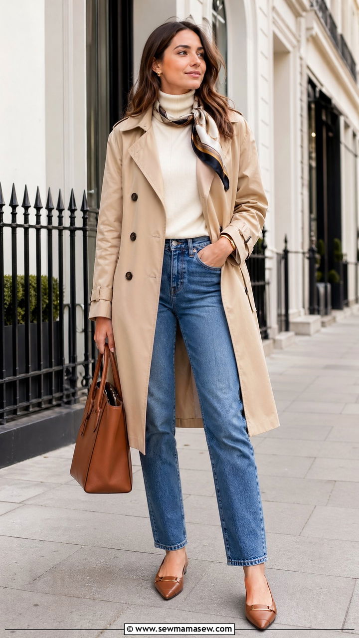 Trench coat with jeans outfit smart casual - 35 Smart casual outfit ideas for women