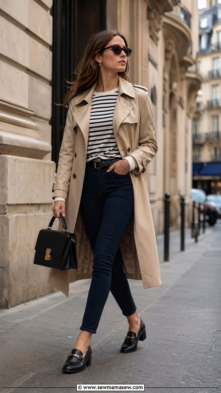 Trench coat with skinny jeans - 35 skinny jeans outfit ideas for women