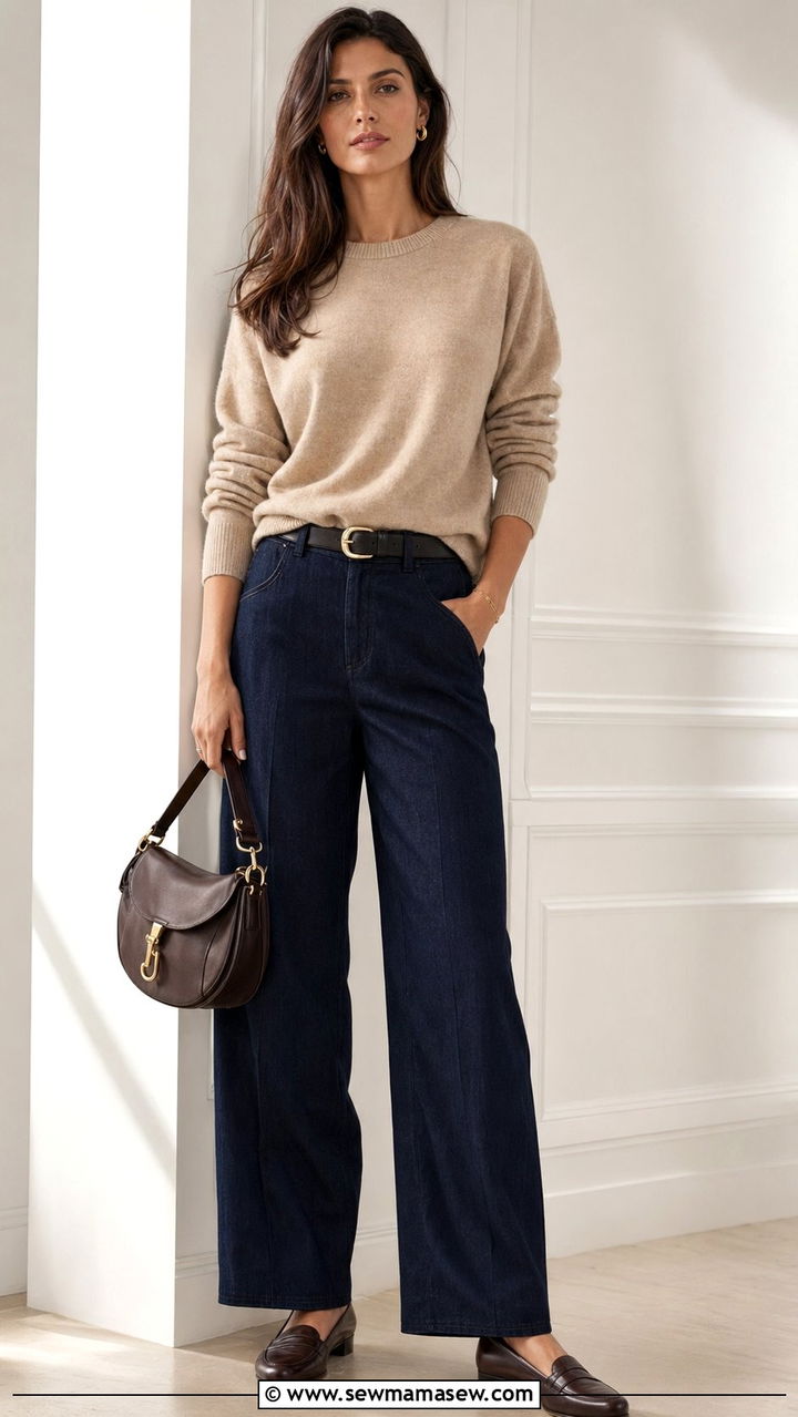 Trouser Jeans With a Cashmere Sweater - 30 Best jeans for tall women