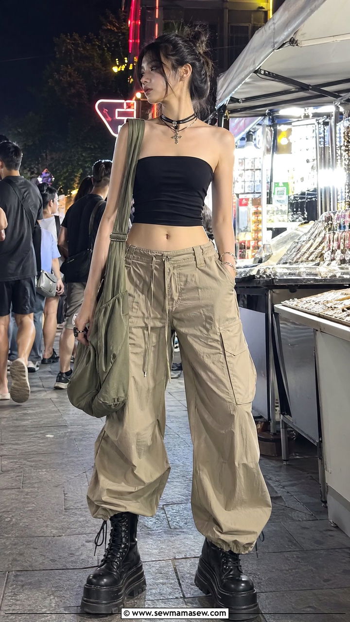 Tube top and parachute pants outfit - 35 summer outfits for young adults