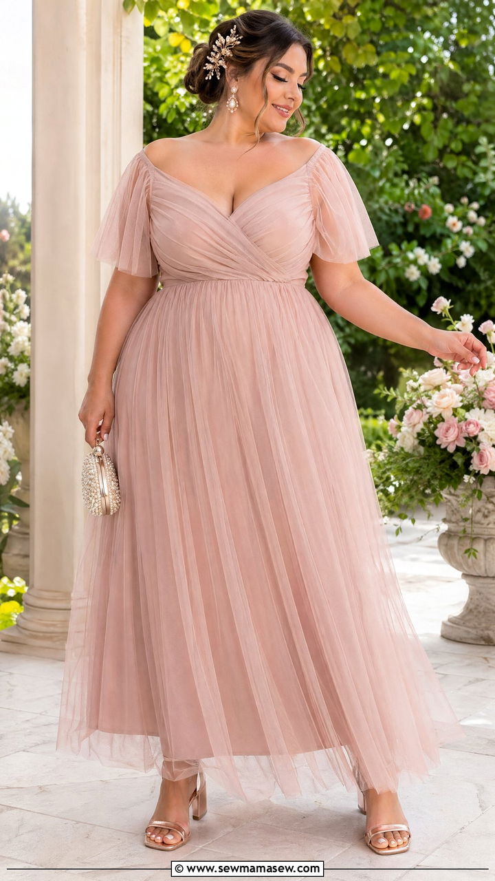 Tulle Maxi Dress Plus Size Wedding Guest Outfit - 35 Wedding guest outfits curvy women