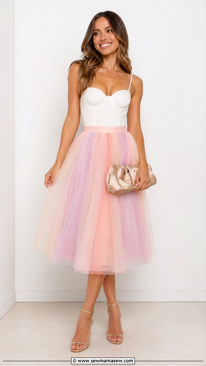 Tulle Midi Skirt with Fitted Bodysuit - 35 summer birthday outfit ideas