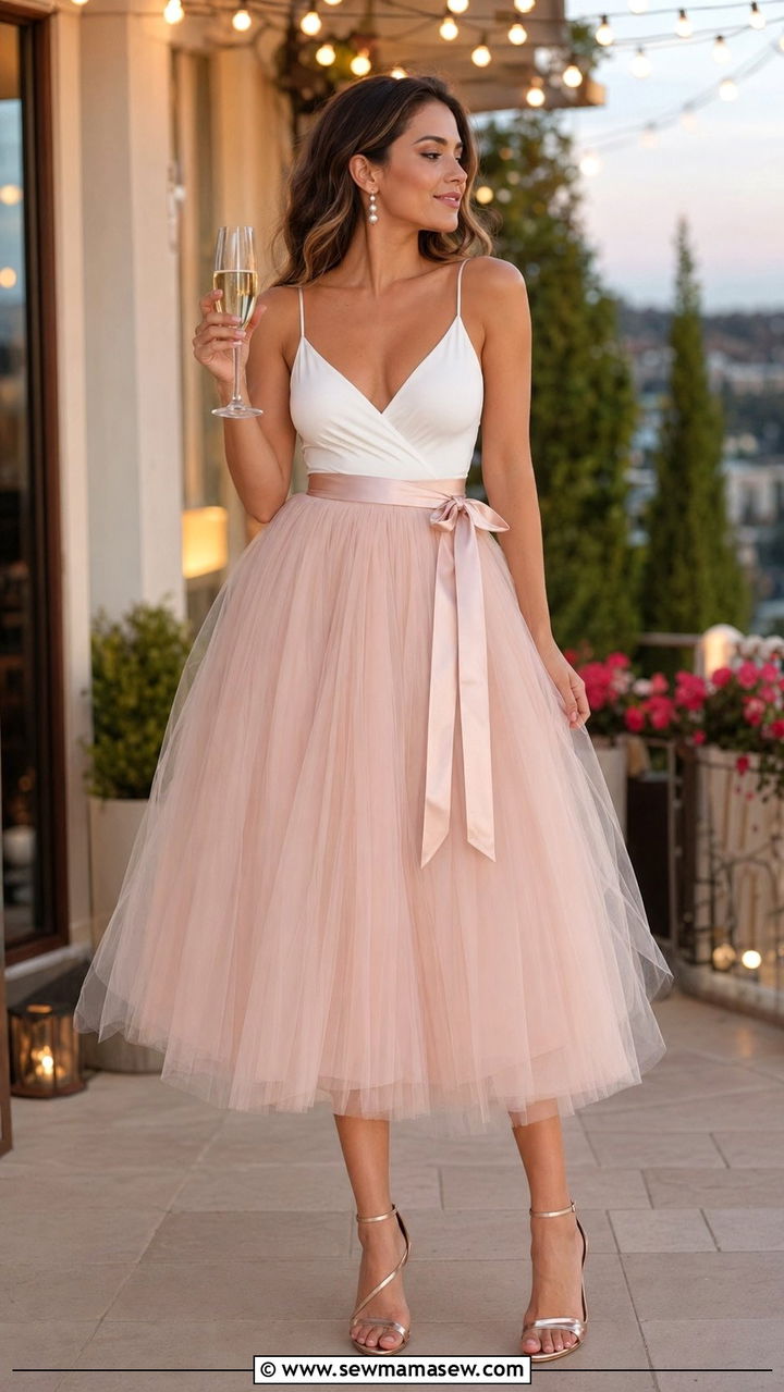 Tulle Skirt With White Bodysuit Bachelorette Outfit - 30 Bachelorette trip outfit ideas