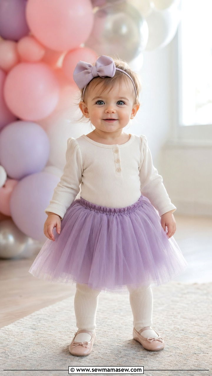 Tulle Skirt and Long Sleeve Top Outfit - 30 Baby girl outfit ideas