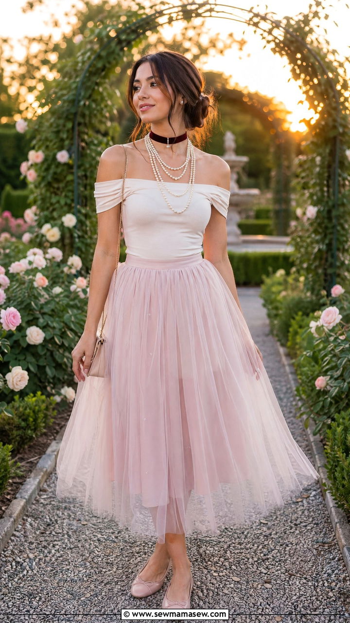 Tulle skirt and fitted top concert outfit - 35 cute concert outfits