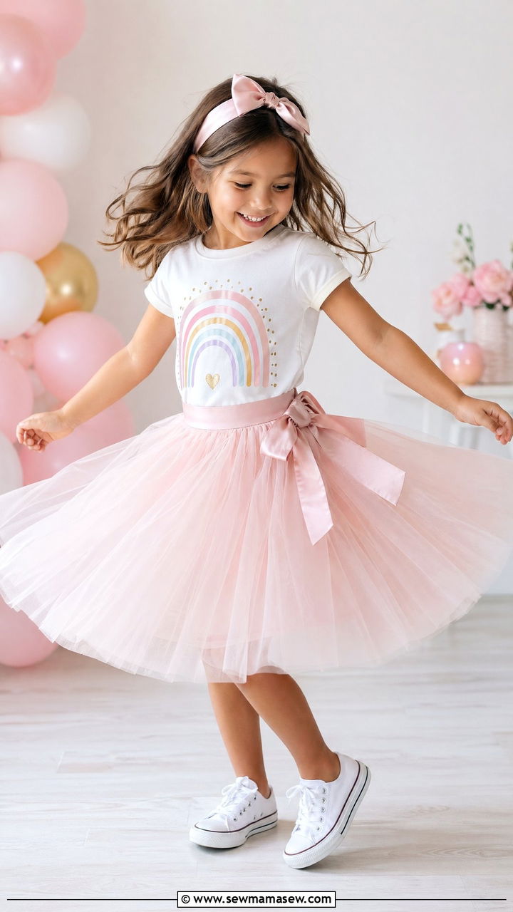 Tulle skirt with graphic tee - 35 Spring outfits for little girls