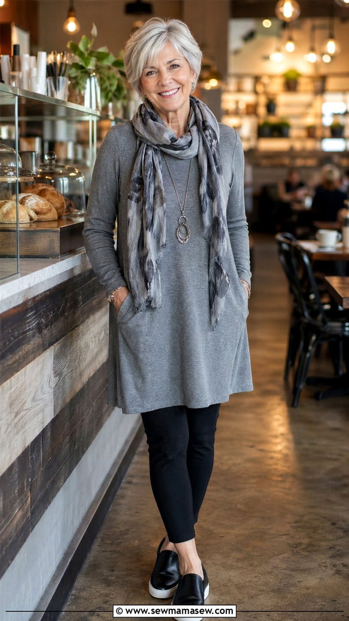 Tunic Dress with Slim Leggings - 30 Best dresses for women over 60