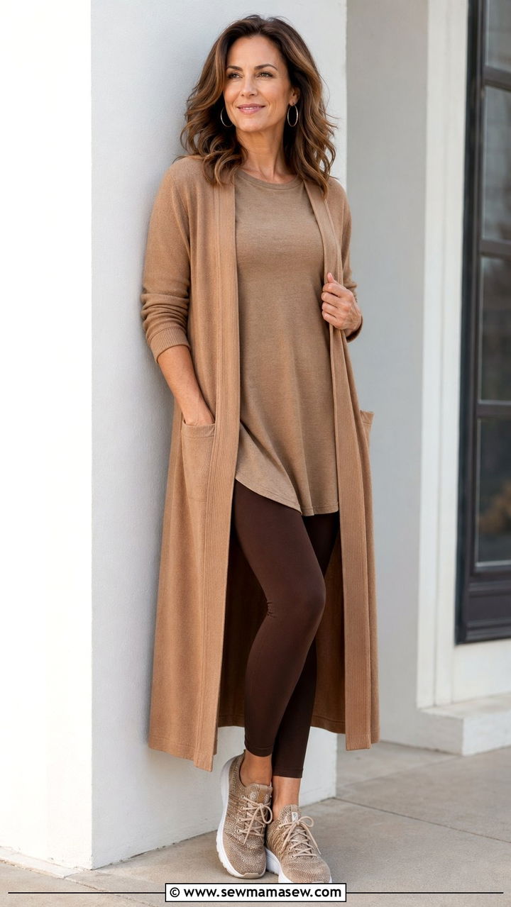 Tunic Top With Leggings And Long Cardigan - 30 Back to school outfit ideas modest 2026
