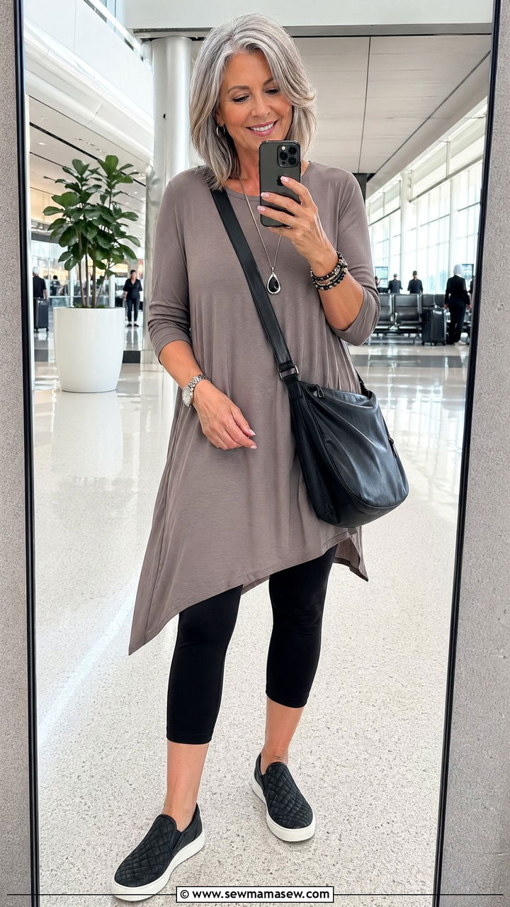 Tunic and Cropped Leggings Vacation Outfit - 35 Vacation outfits for women over 60