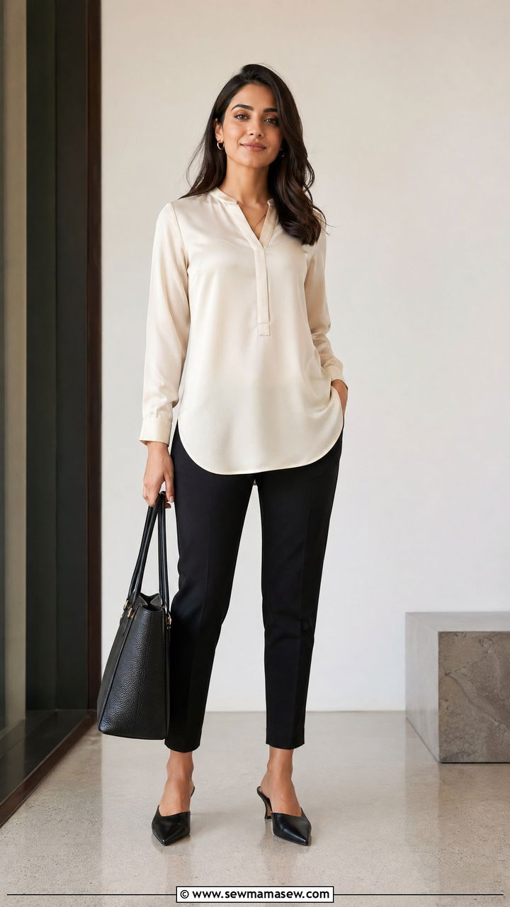 Tunic blouse and slim ankle trousers work outfit for women - 35 work outfits for women