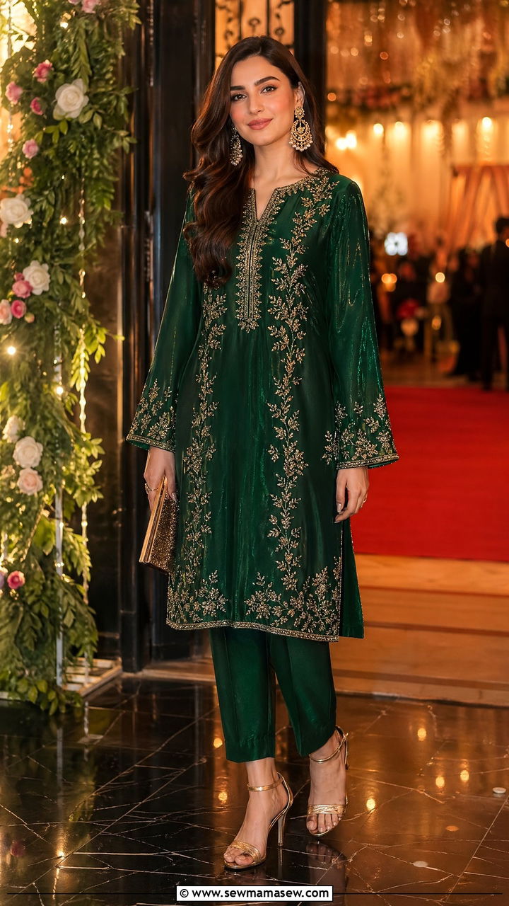 Tunic suit set with matching pants and heels - 35 Tunic outfit ideas