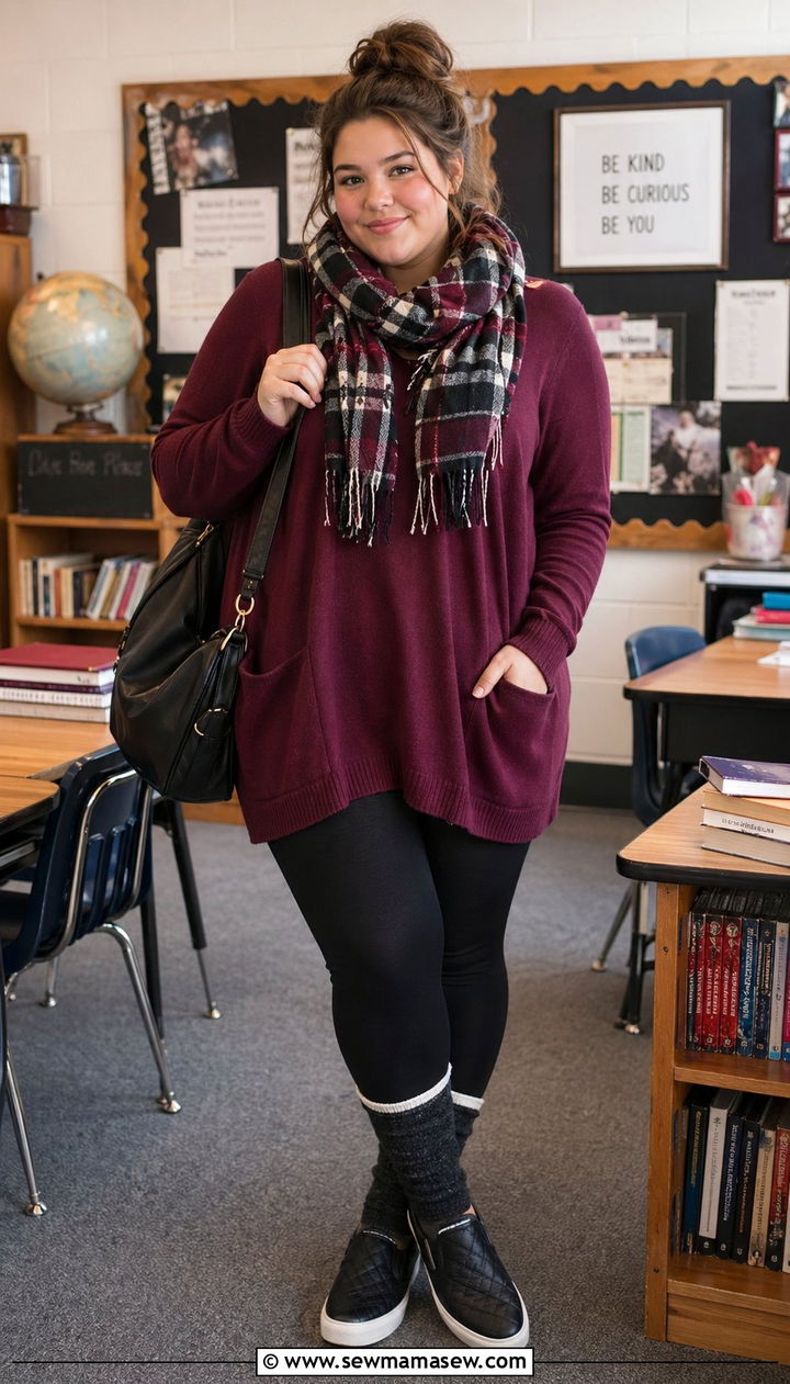 Tunic top and leggings outfit - 30 Back to school outfit ideas plus size teens