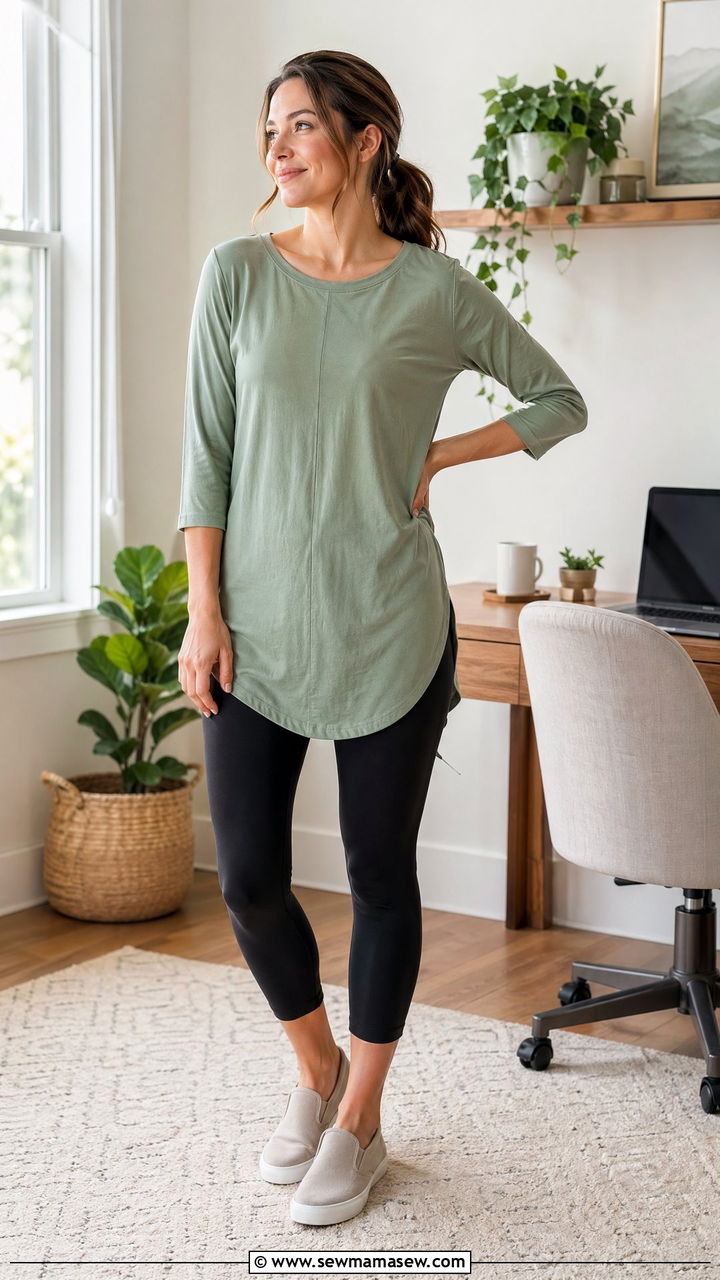 Tunic with cropped leggings outfit - 35 spring work from home outfit ideas