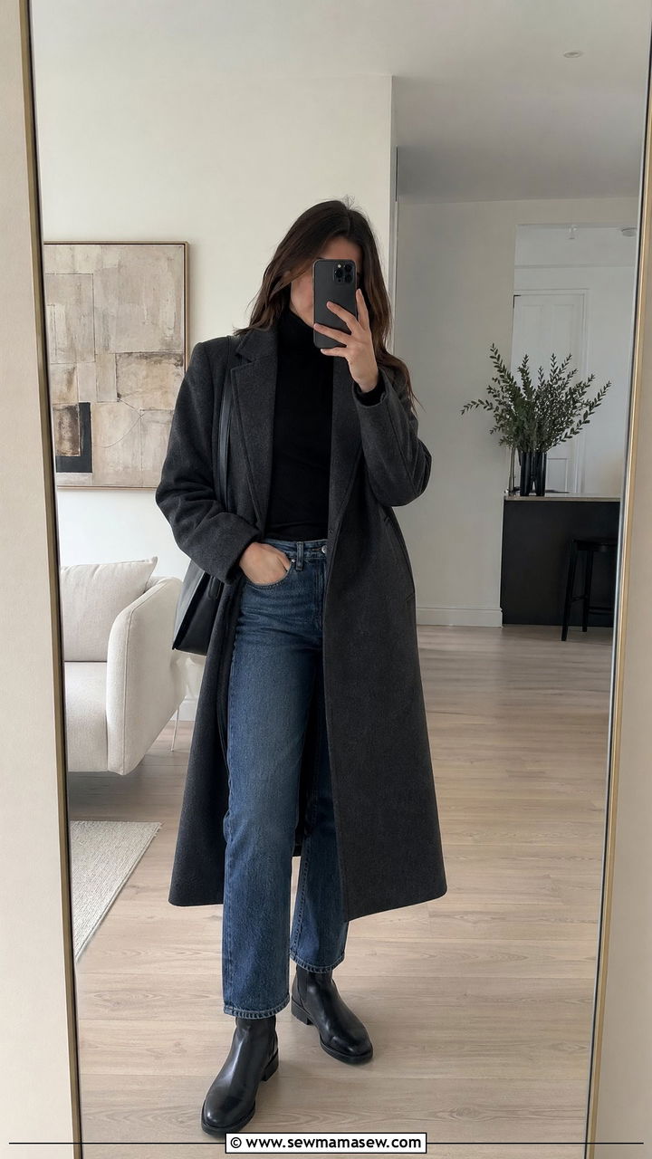 Turtleneck And Straight Leg Jeans Copenhagen Outfit - 35 Copenhagen outfits ideas