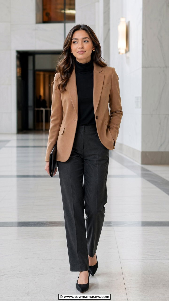 Turtleneck Blazer Straight Trousers Court - 35 Courtroom outfit ideas
