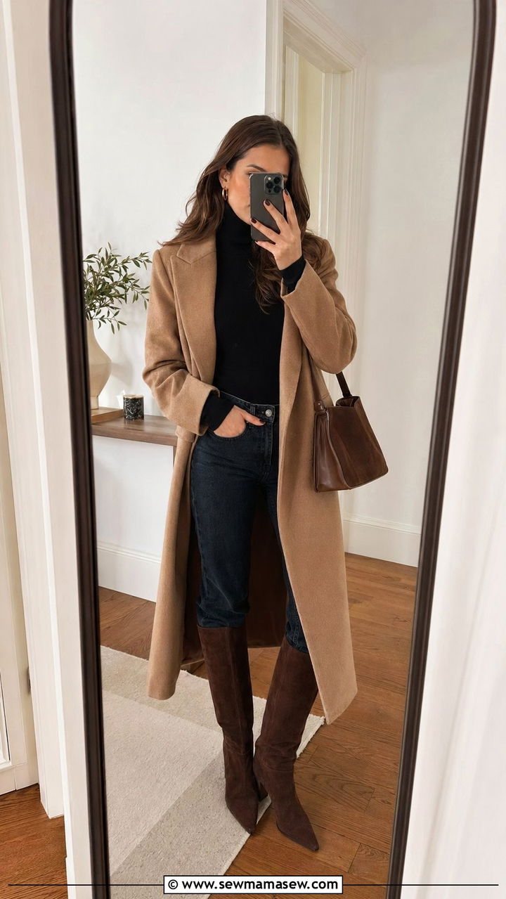 Turtleneck Sweater With Knee High Boots - 30 windy day outfits Pinterest