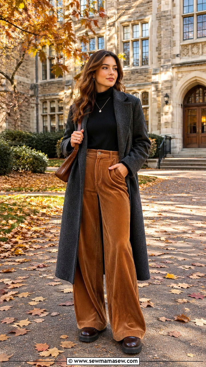 Turtleneck and Corduroy Pants School Outfit - 30 school outfits aesthetic