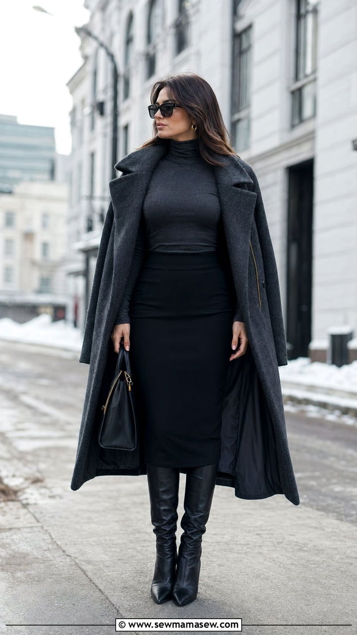 Turtleneck and Pencil Skirt - 35 pencil skirt outfits ideas